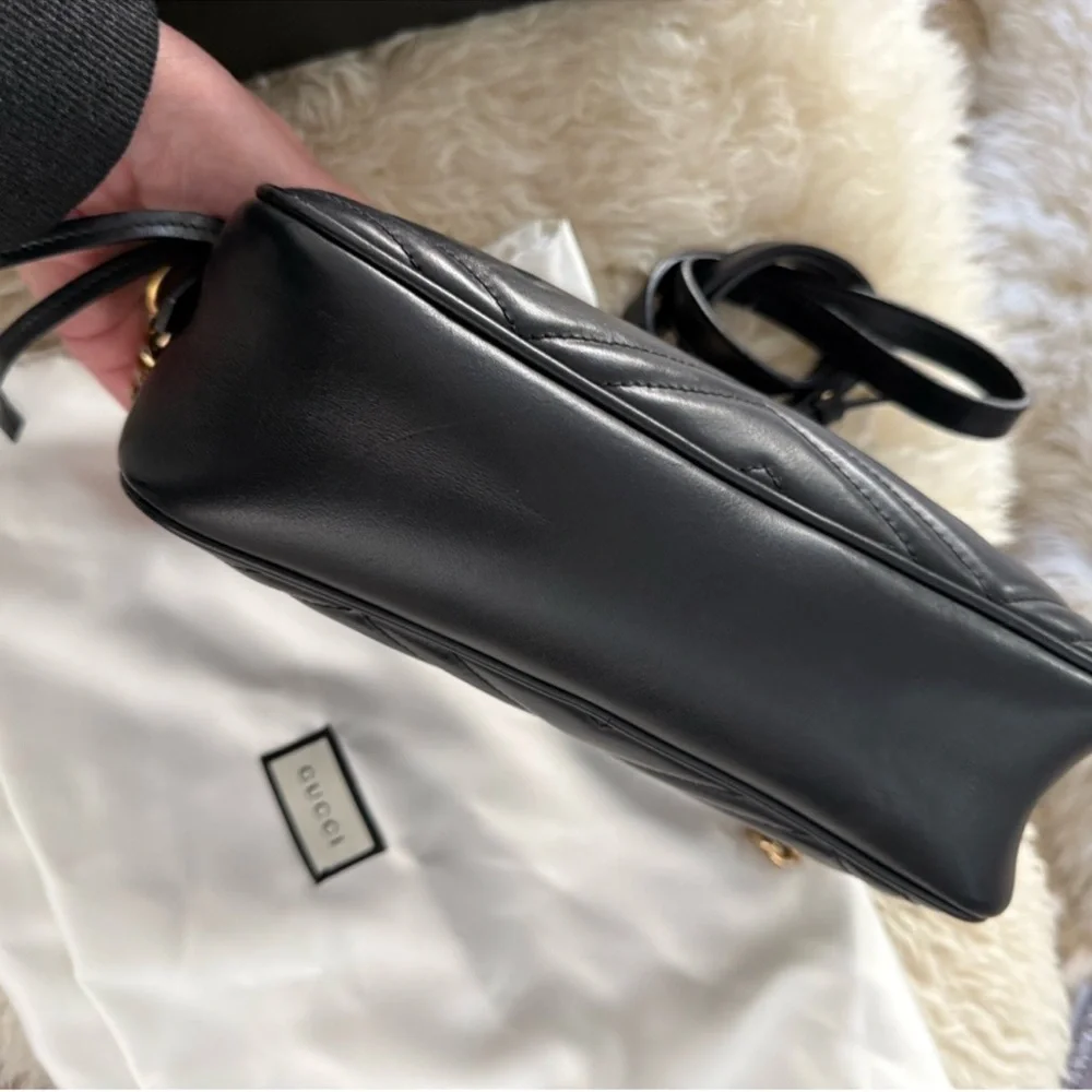 Gucci Black Matelassé Marmont Chevron Shoulder Bag - Picture 7 of 7